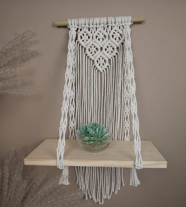 Estante colgante de pared de macramé de 12"