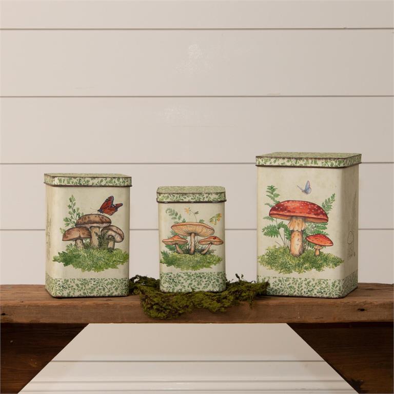 Latas nido de bosque de hongos (juego de 3)