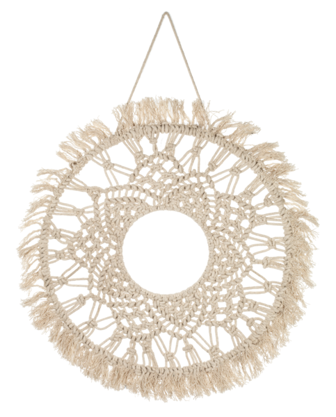 Decoración de pared redonda de flores de macramé