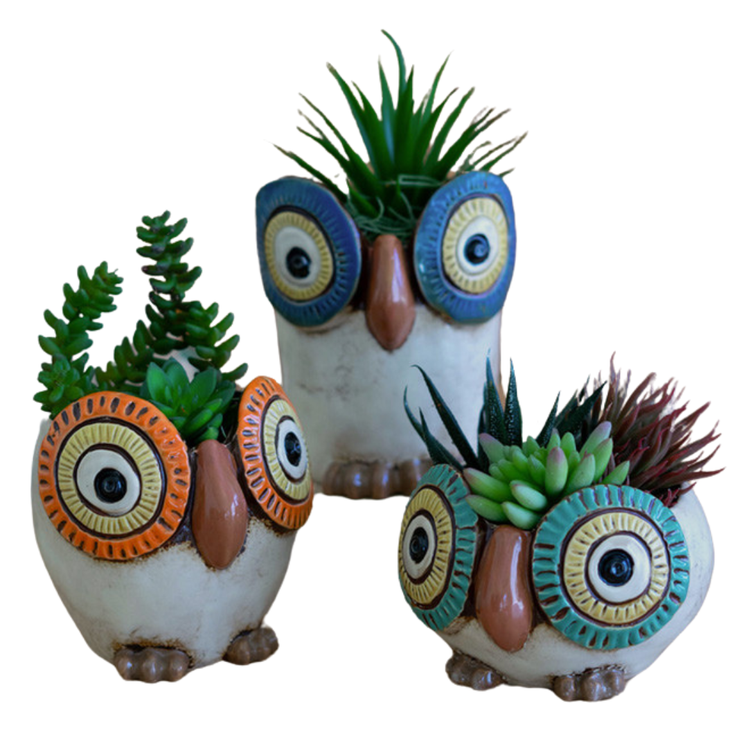 Jardineras de búho de cerámica (juego de 3)