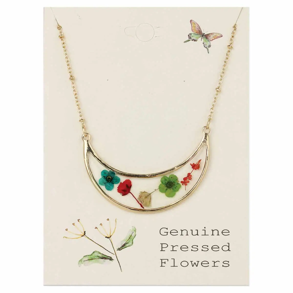 Collar Ramo Flores Secas Oro
