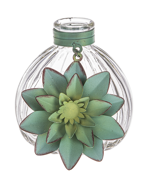 Florero de capullo corto con flor suculenta (3 ud)