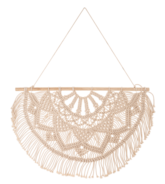 Decoración de pared con medallón de macramé de medio círculo (2 ud.)