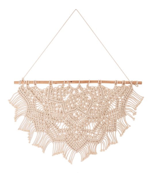 Decoración de pared con medallón de macramé de medio círculo (2 ud.)