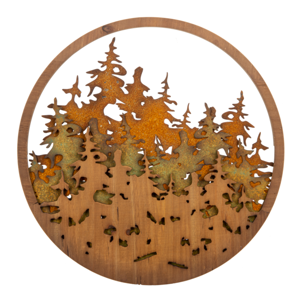 Decoración de pared de bosque en capas redondas