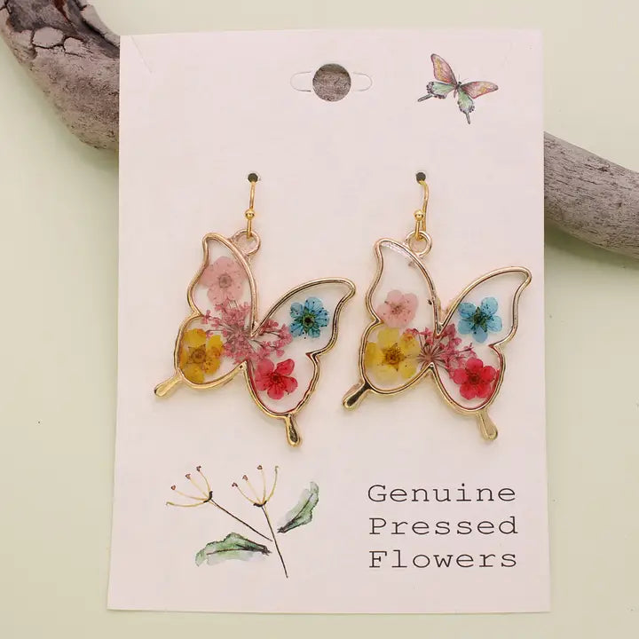 Butterfly Bouquet Dried Flower Earrings