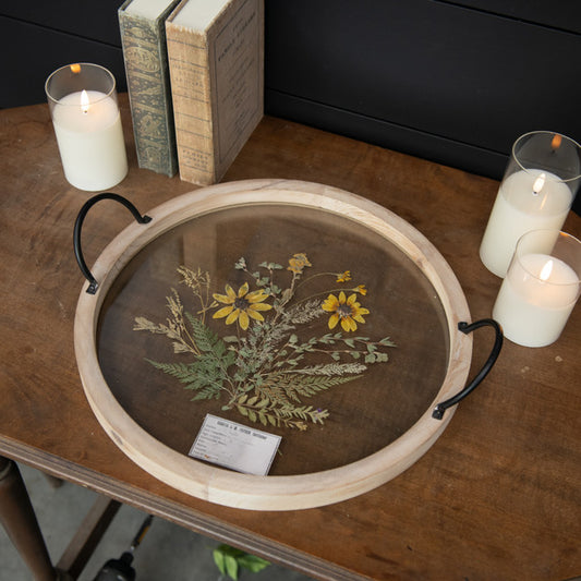 Yellow Pressed Flower Botanical Tray