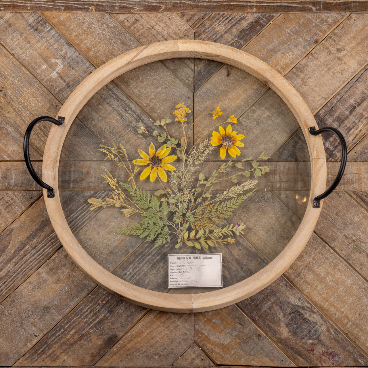 Yellow Pressed Flower Botanical Tray