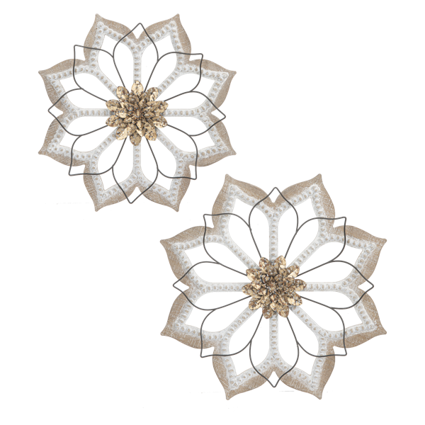 Beaded Accent Layered Flower Wall Decor (2 pc. set)