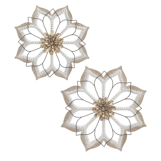 Beaded Accent Layered Flower Wall Decor (2 pc. set)