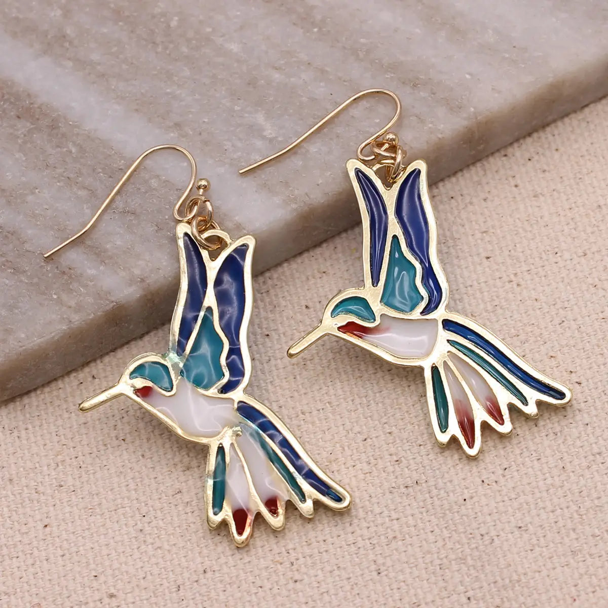 Stained Glass Hummingbird Earrings