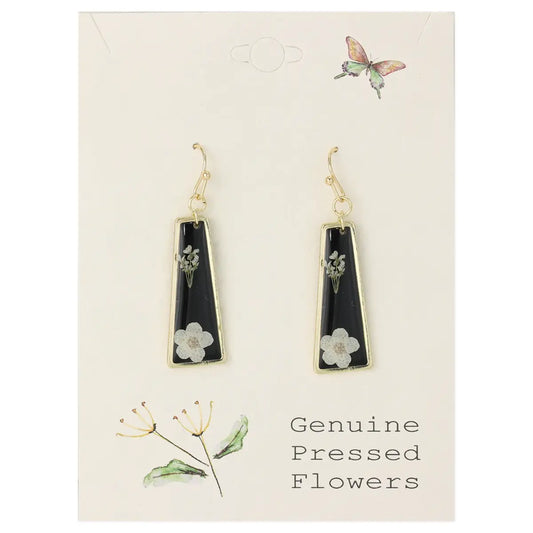 Dried Flower Gold-Black Bar Earrings