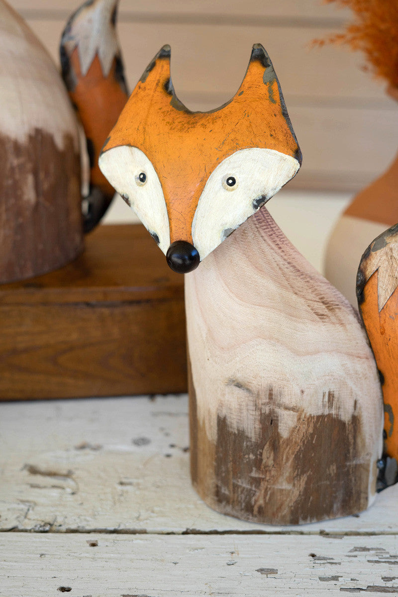 Recycled Wood and Iron Foxes