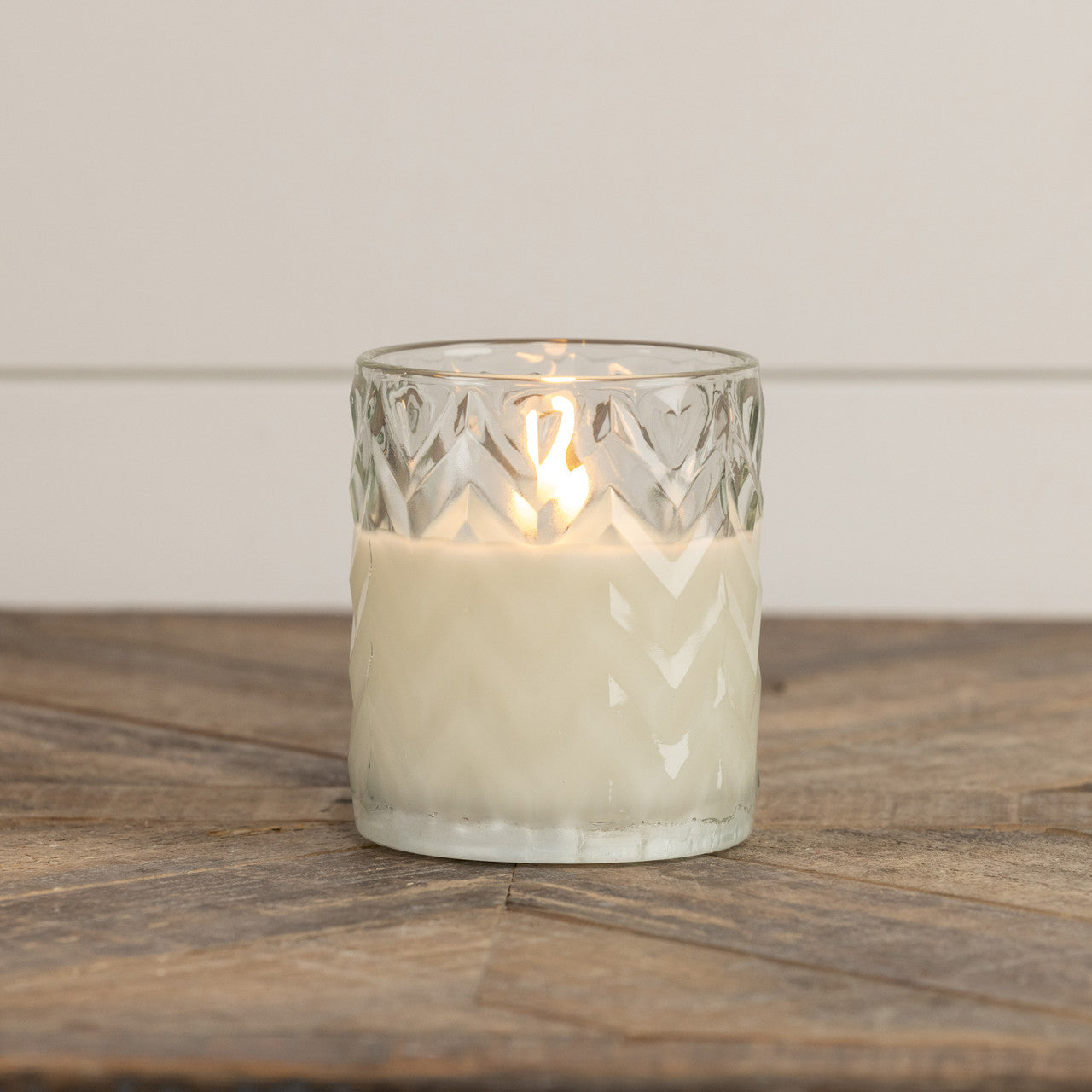 4" Chevron Glass 3D Flame Candle