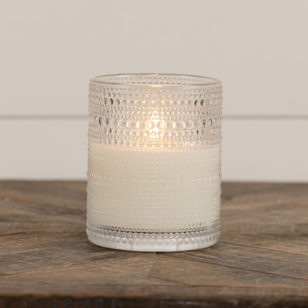 4" Dotted Glass 3D Flame Candle