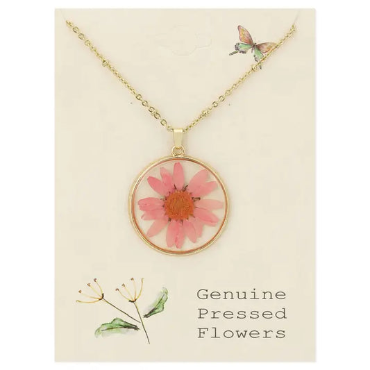 Cottage Floral Pink Chrysanthemum Necklace