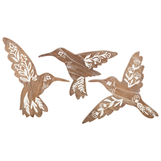 Carved Hummingbird Wall Decor (set of 3)