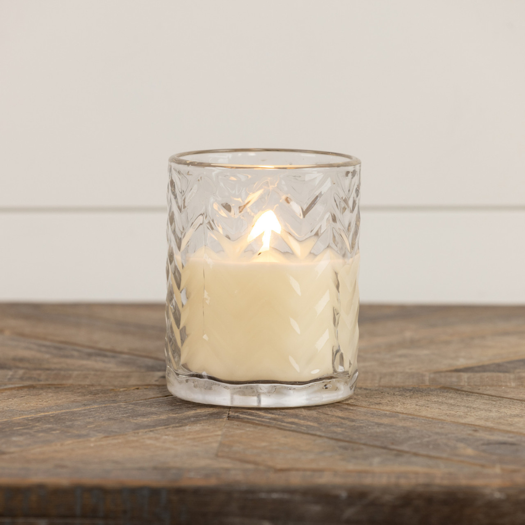 5" Chevron Glass 3D Flame Candle