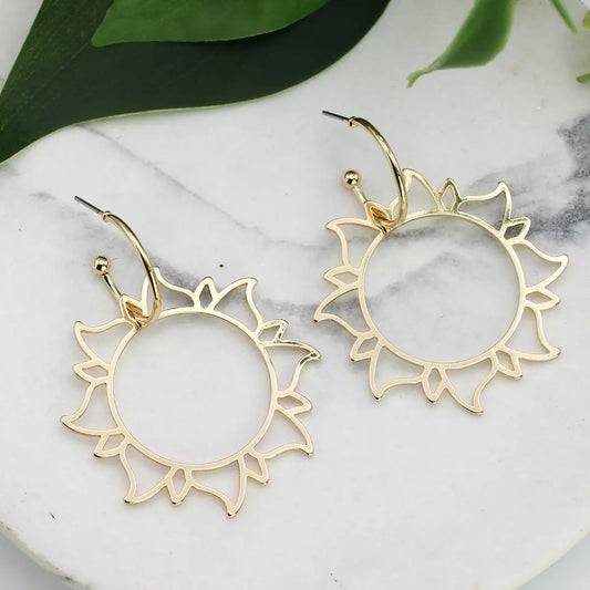 Gold Sun Hoop Earrings