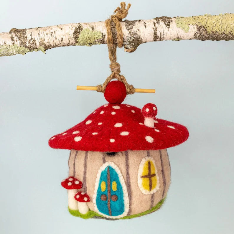 Felt Bird House - Forest Mushroom